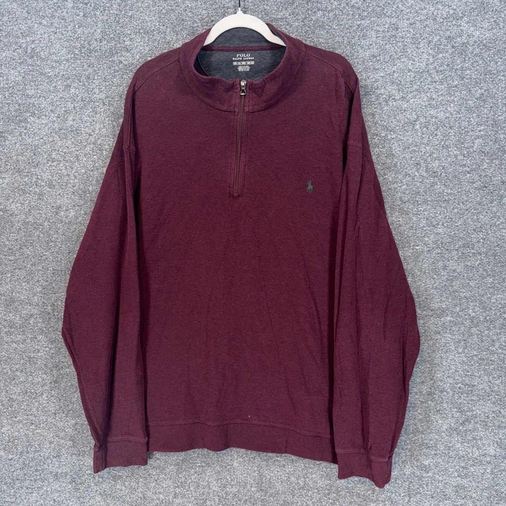 Polo Ralph Lauren Sweater Mens 3XB Burgundy 1/4 Zip Pullover Big & Tall Pony